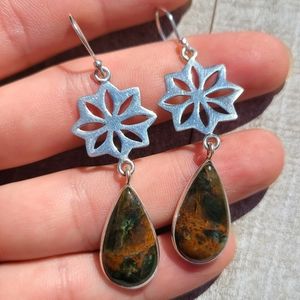 SOLD Turkish Rainforest Chrysocolla 925 Earrings